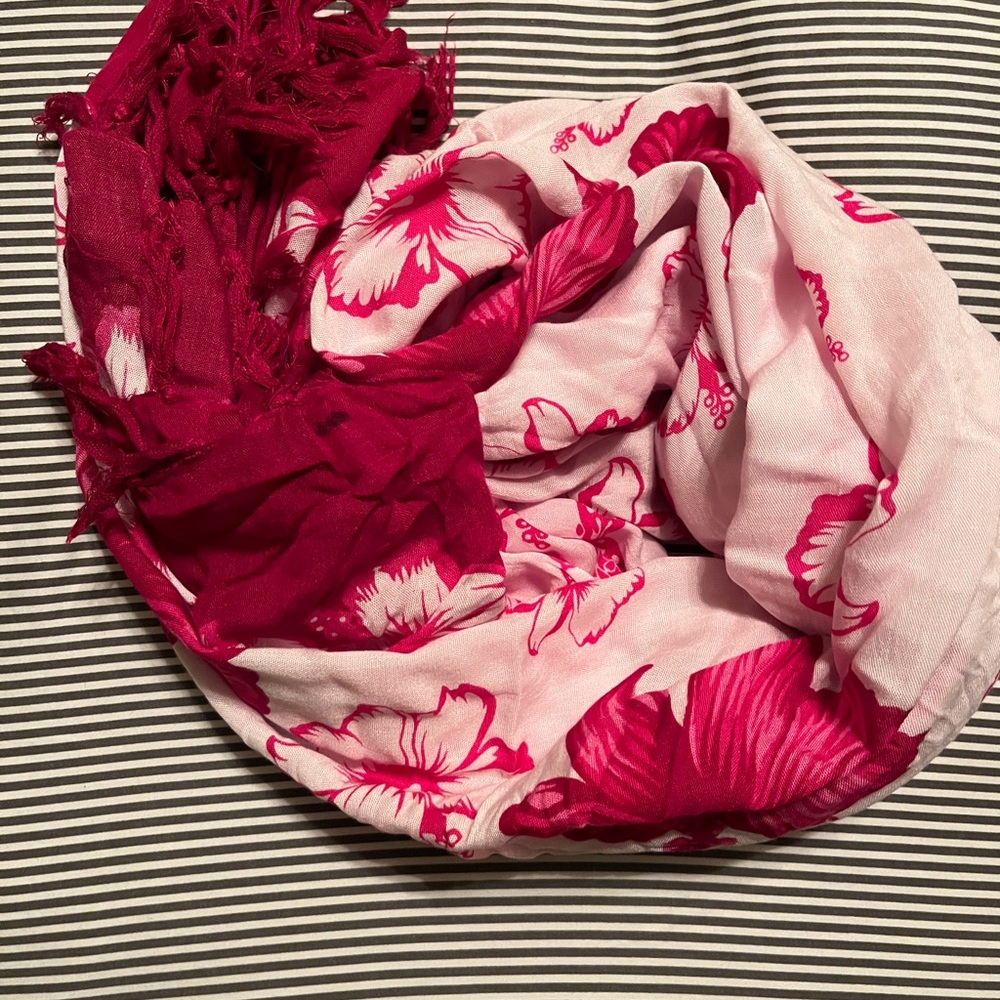 Floral Pink and Red Women's sarong or Scarf